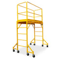 Baumr-AG 1.9 x 0.8 x 1.8m Adjustable Mobile Scaffold Platform, Guard Rail, Outrigger Wheel Set, Trapdoor Hatch