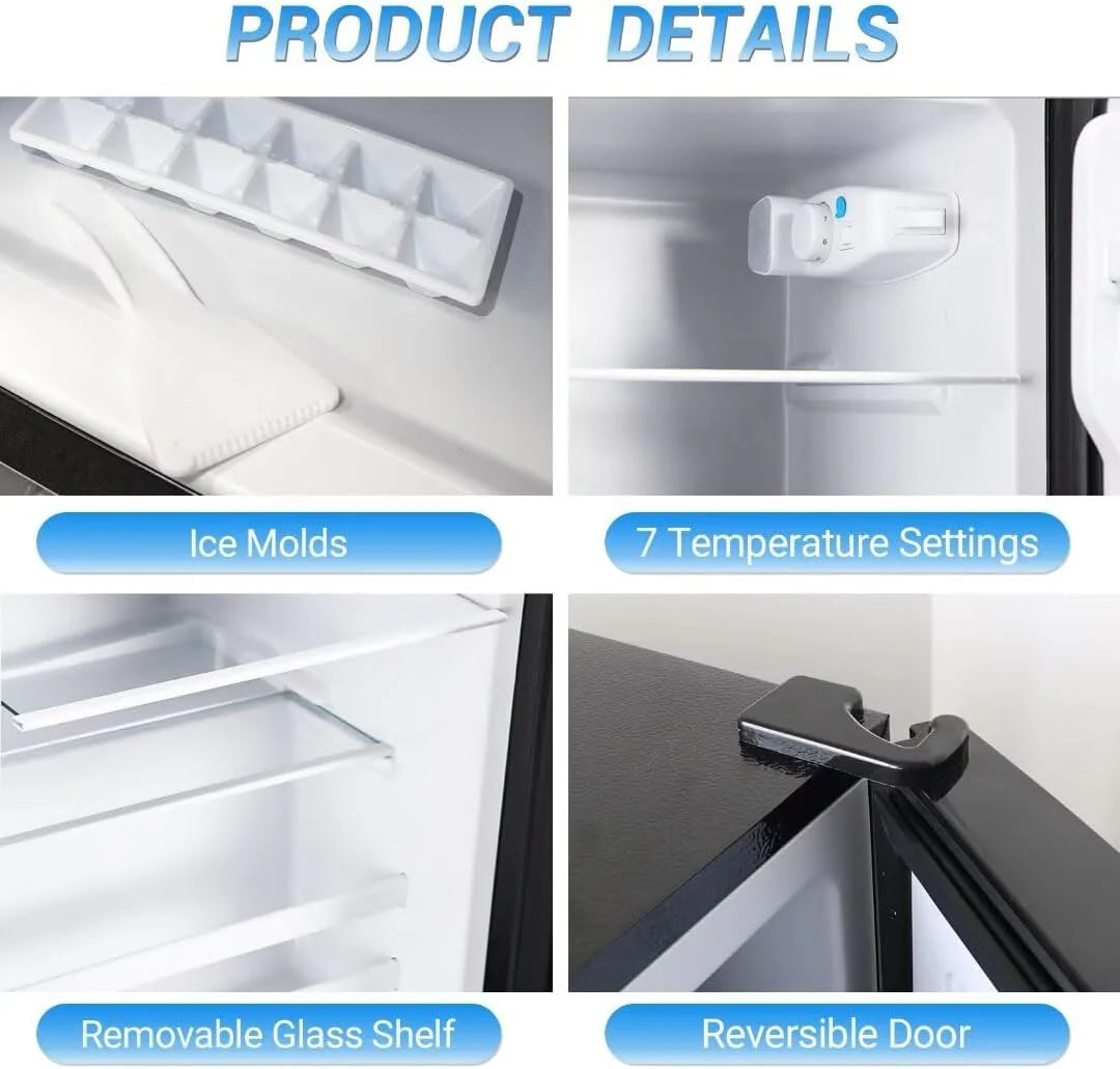 Apartment Size Refrigerator, 3.5 Cu.Ft Samll Refrigerator with Freezer Suitable for Home and Apartments, Freestanding