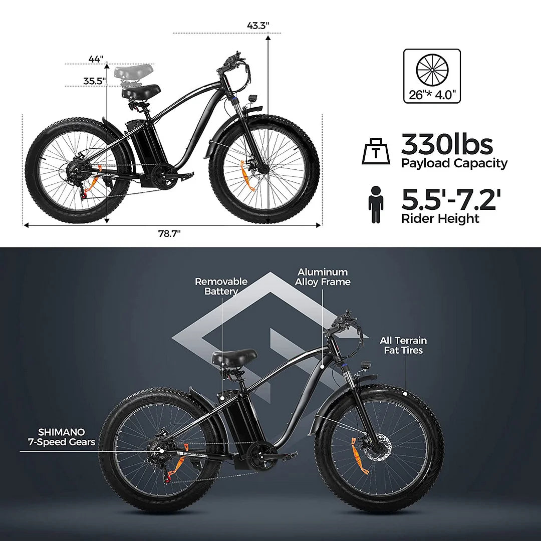 Outdoor electric bike with 48V/15Ah lithium battery ??Black