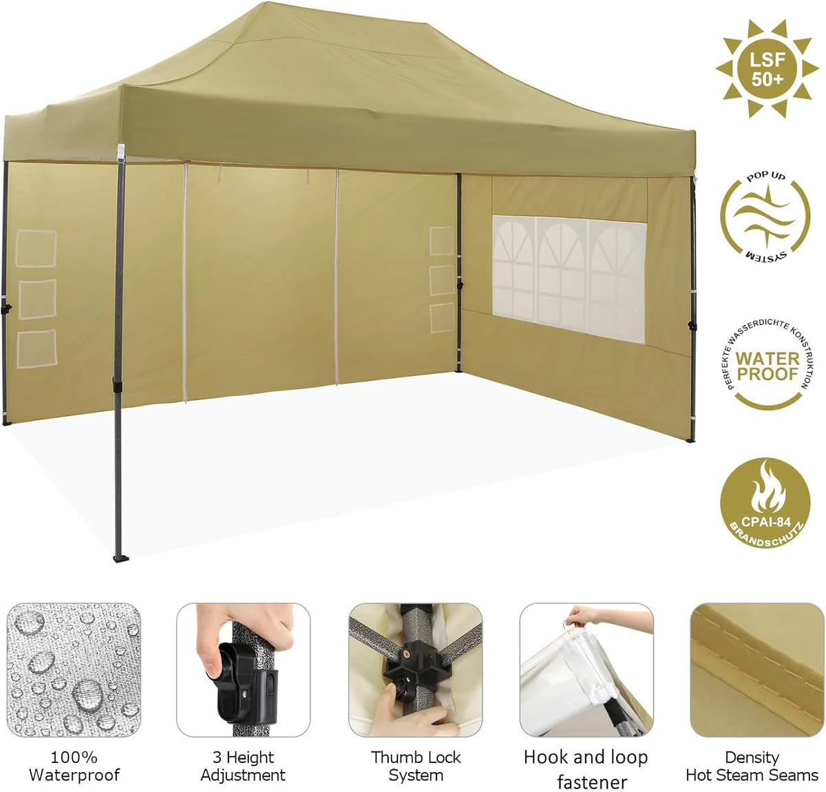 COBIZI 10x20 Heavy Duty Pop up Canopy Tent with 6 sidewalls Easy Up Commercial Outdoor Canopy Wedding Party Tents for Parties All Season Wind & Waterproof Gazebo with Roller Bag,Black(Frame Thickened)