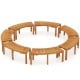 Set of 7 Outdoor Bench Acacia Wood Curved Garden Bench 2-Person