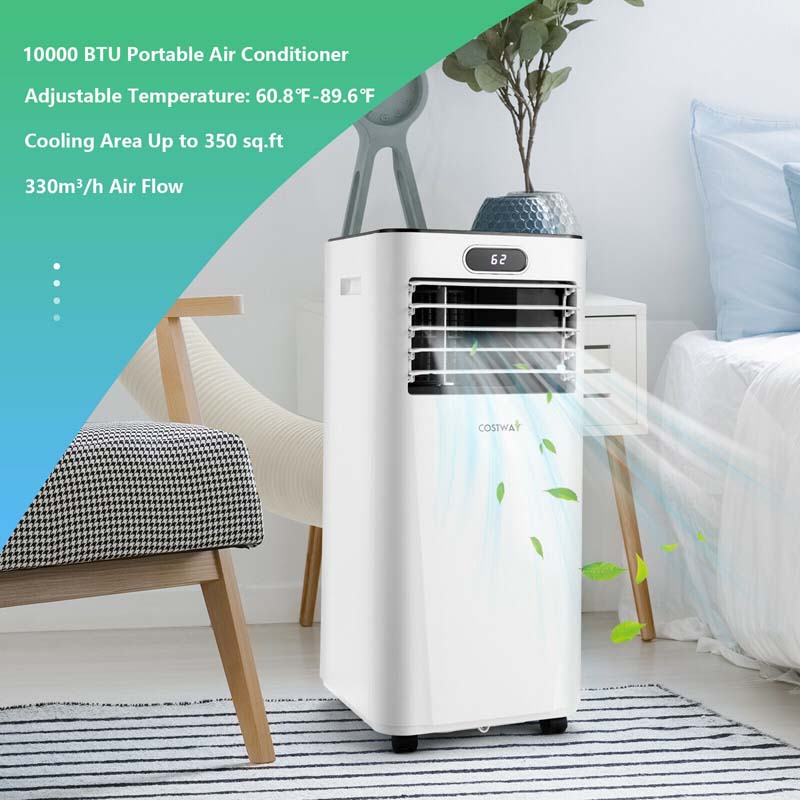 10000 BTU 3-in-1 Portable Air Conditioner Air Cooler Fan Dehumidifier with Remote Control, 24H Timer, Child Lock