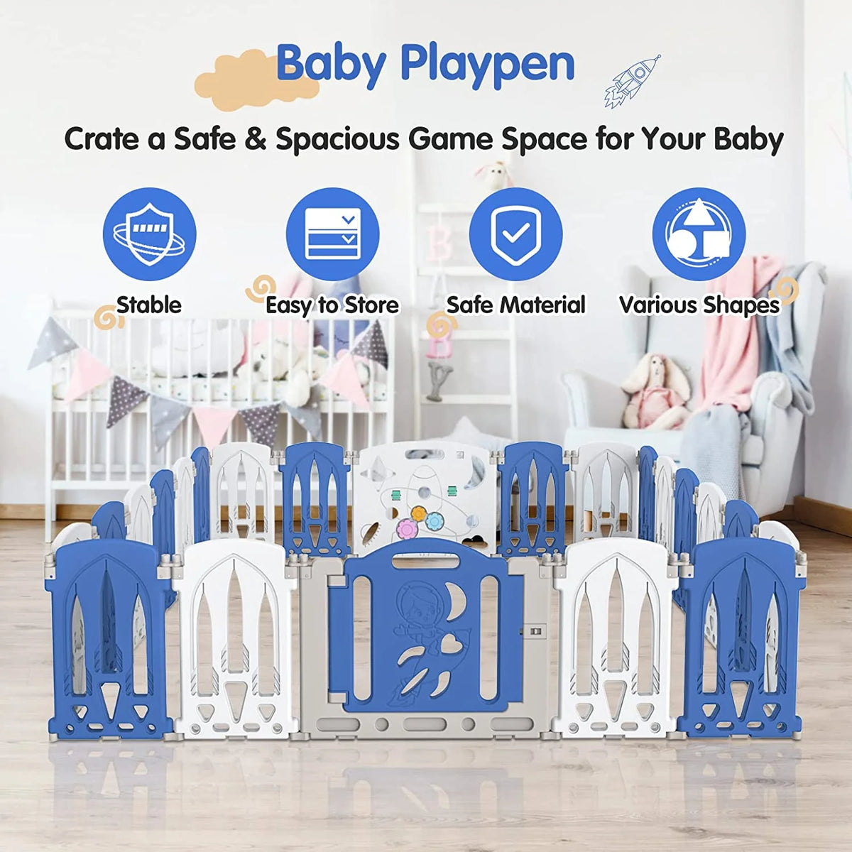 Baby Playpen Foldable Toddler Fence Room