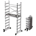 Foldable Scaffolding Ladder, Multipurpose Rolling Work Platform, Scaffold Tower, Ladder Stool Bench, Adjustable Platform, 330 Lbs Duty Rate