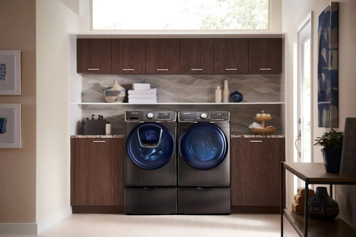 Samsung �C 4.5 Cu. Ft. High Efficiency Stackable Front Load Washer with Steam and AddWash �C Black stainless steel