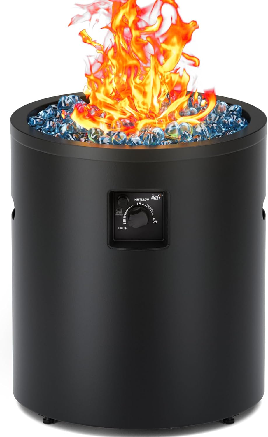 BALI OUTDOORS 50,000 BTU Propane Fire Pit Outside, 23 inch Outdoor Fire Pit Round, Black Firepits for Outside Patio, Garden, Backyard