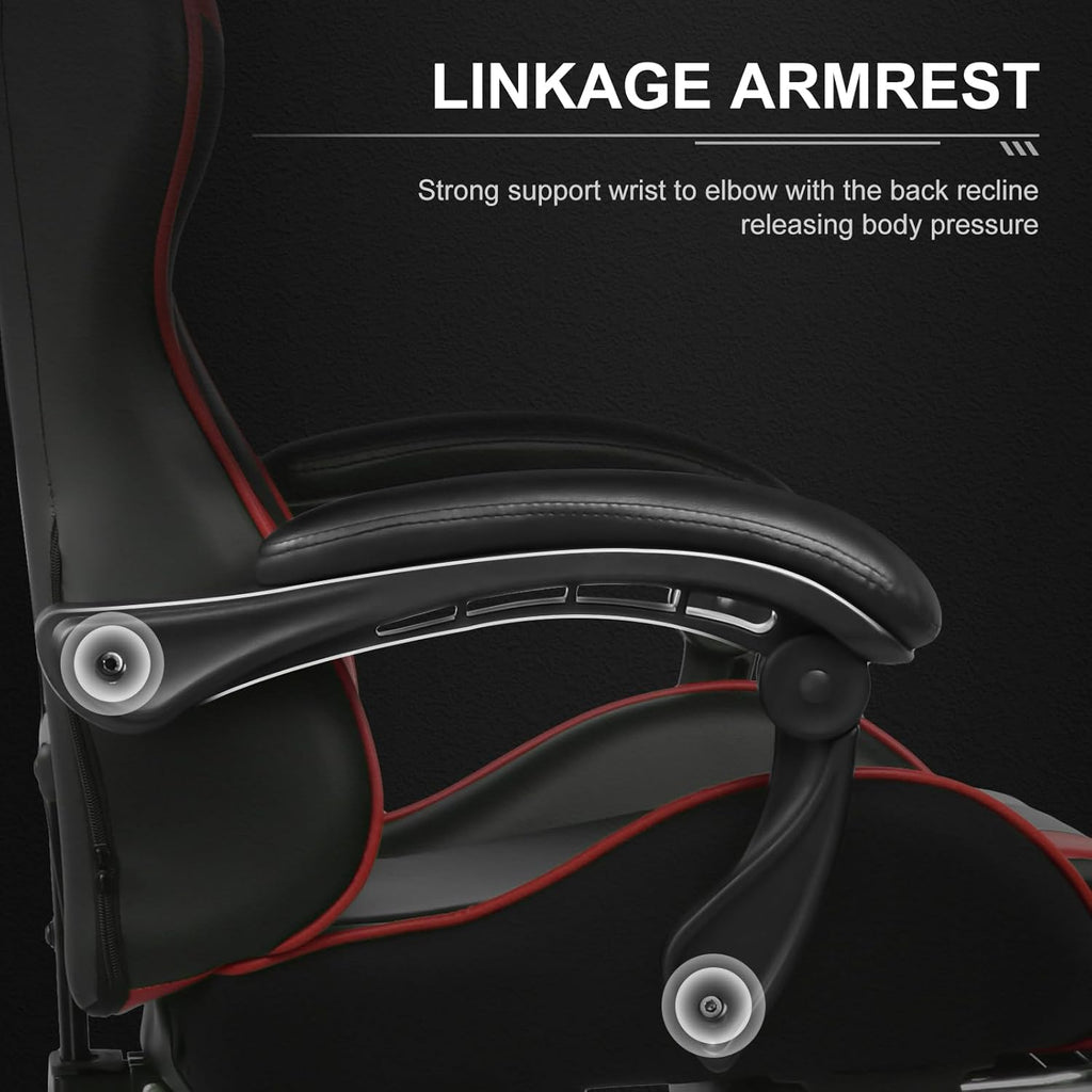 GTPLAYER Gaming Chair, Computer Chair with Footrest and Lumbar Support, Height Adjustable Game Chair with 360  -Swivel Seat and Headrest and for Office or Gaming (White)
