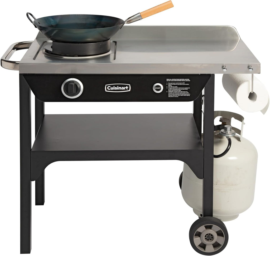 Cuisinart Outdoor Wok Station with 50,000 BTU Burner & 14′′ Carbon Steel Wok – Perfect for Stir Frying & More