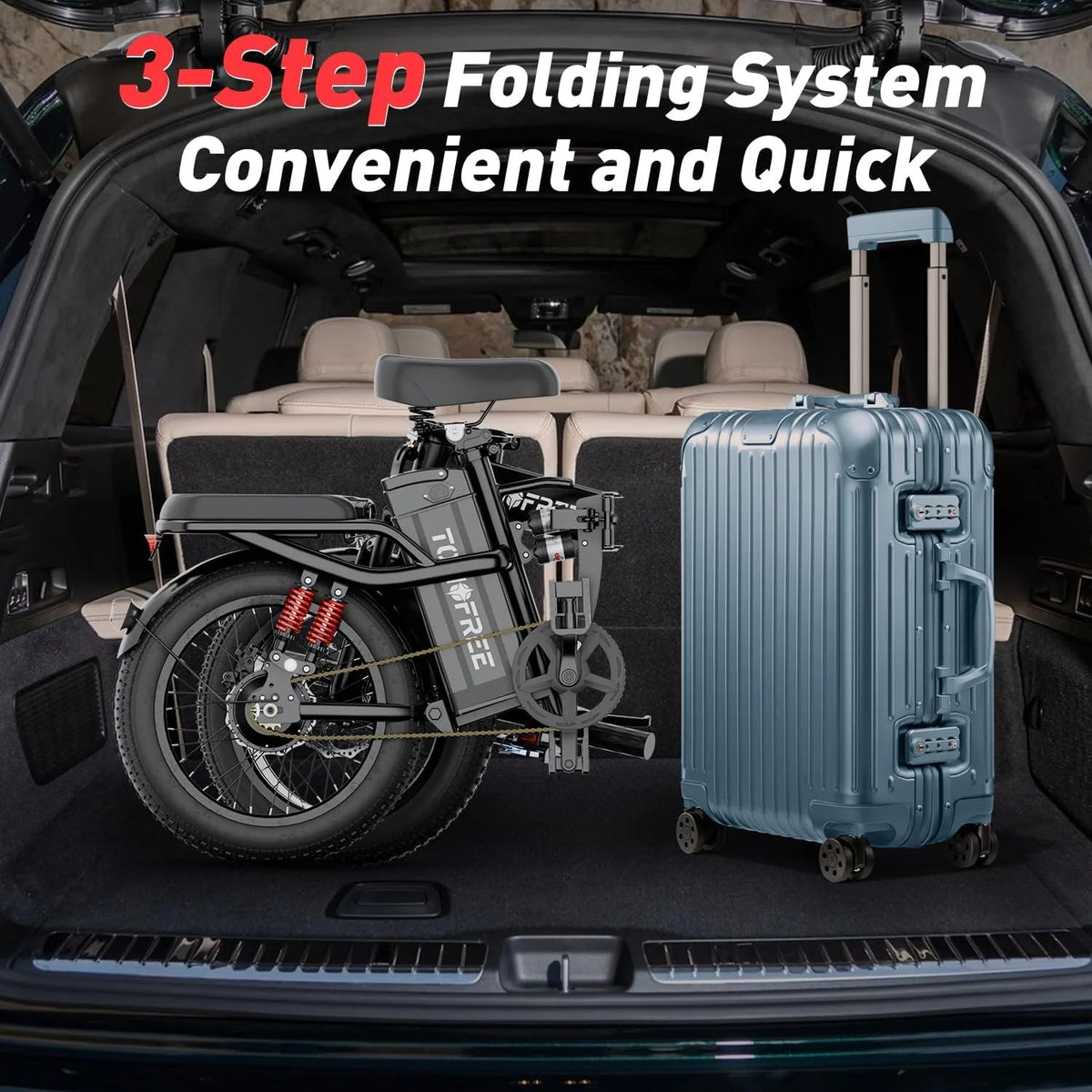 T1 Electric Bike for Adults 1200W Motor, 31MPH, 48V 20AH Folding E-Bike,16 * 3" Tire Mountain Snow Bike LED Display 330lbs Load Capacity - Tomofree Black
