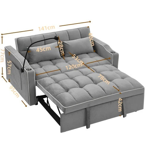 Fashionable modern and multi-functional foldable velvet sofa bed