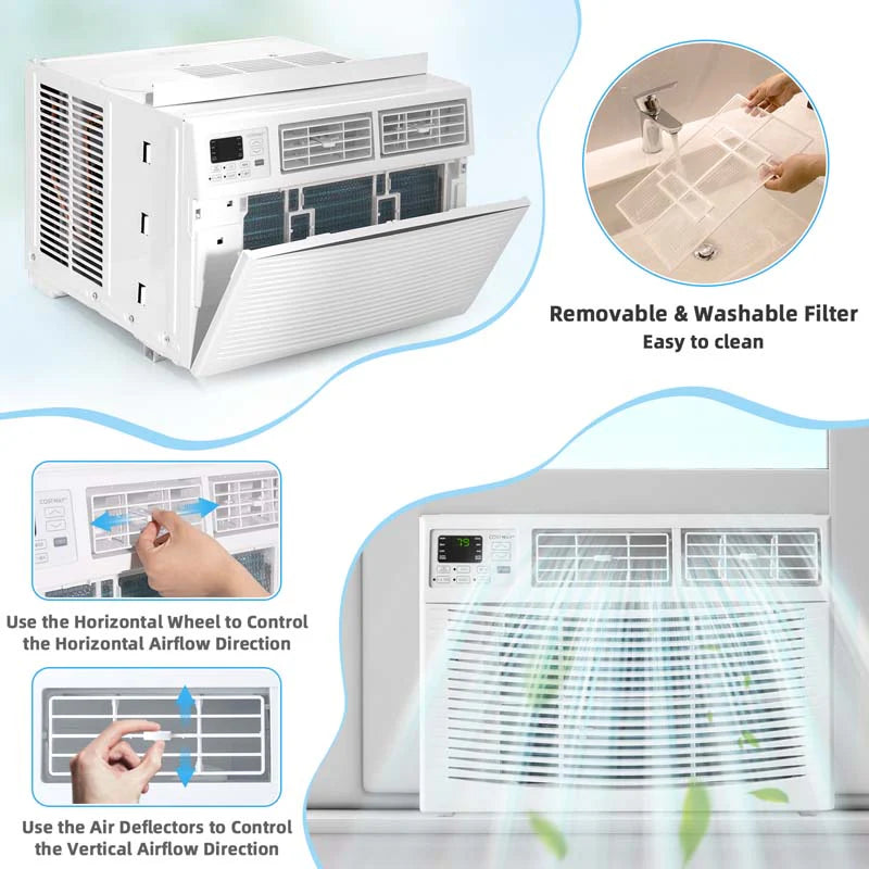 10000 BTU Quiet Window Air Conditioner with Remote & ECO Mode, Energy Star Certified 3-in-1 Window AC Unit with Dehumidifier