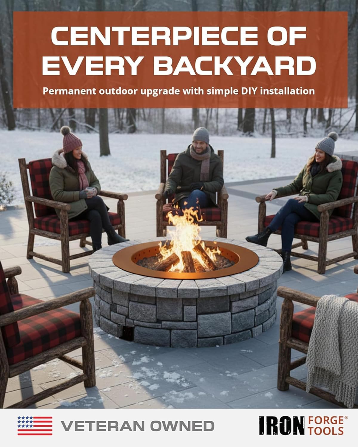Heavy Duty Metal Smokeless Permanent Fire Pit Ring 36 inch Outer/30 inch Round Fire Pit Insert Liner for Outdoor, Firepits for Outside Corten Steel (36x30x10), Patent Pending