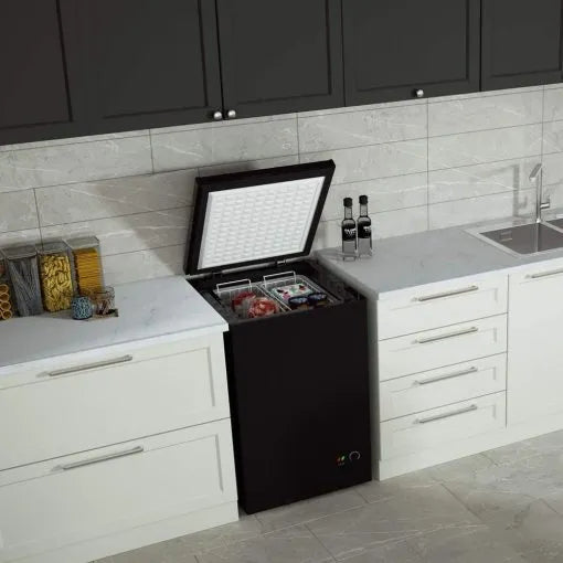 Chest Freezer – 3.5 Cu Ft with 2 Removable Baskets – Reach In Freezer Chest – Quiet Compact Freezer – 7 Temperature Settings – Black