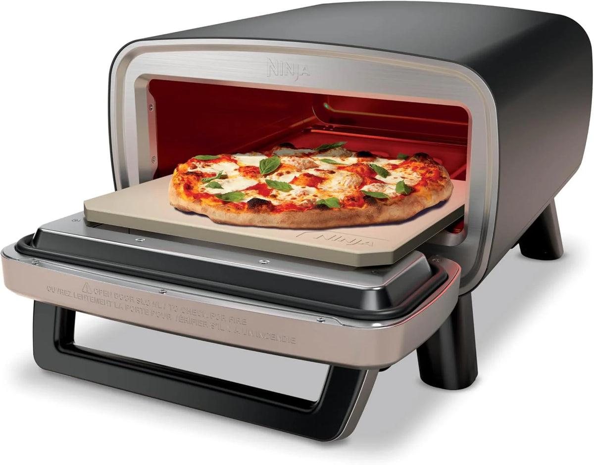 Ninja Artisan Outdoor Pizza Oven, 12-inch, 3-minute Pizza, Neapolitan, Thin Crust, New York Chicago, Custom, 700F Max Temperature, Electric Heat, Bake, Broil, Proof, Warm, MO201