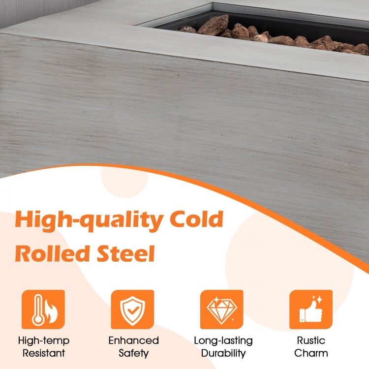 42 Inch 50,000 BTU Outdoor Rectangular Fire Table with Tank Holder