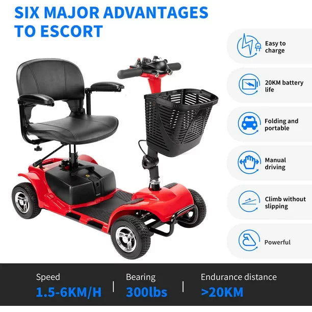 UltraLite Mobility 4-Wheel Scooter, Portable & Lightweight, 14-Mile Range, Model A898