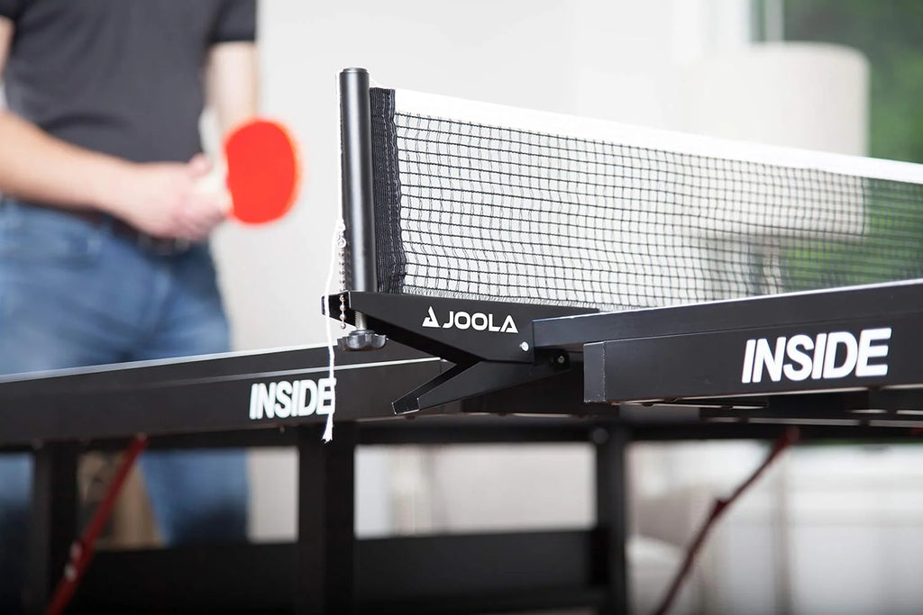JOOLA Inside Professional MDF Indoor Ping Pong Table with Quick Clamp Table Tennis Net and Post Set - 10 Minute Easy Assembly - Tournament Quality - Foldable with Single Player Playback Mode