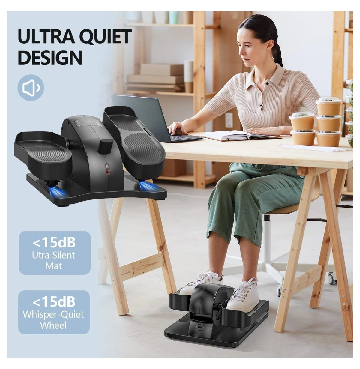 Under Desk Elliptical Machine for Home Ellipse Leg Exerciser for Seniors with Control Electric Seated Pedal Exerciser with 12 Adjustable Speeds