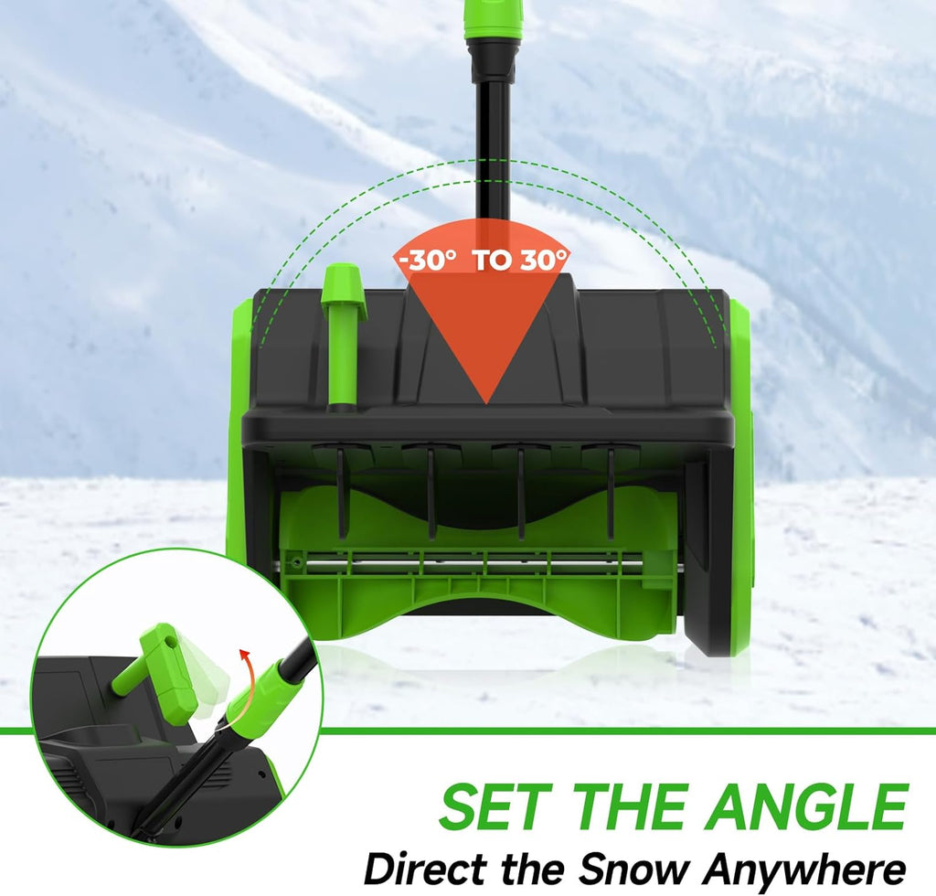 21V Cordless Snow Shovel  16-Inch Brushless Cordless Snow Blower with 2Pcs 3000mAh Recharge Batteries  Lightweight Electric Snow Plow for Driveway  Sidewalk & Patio Winter Snow Removal- No Wheels