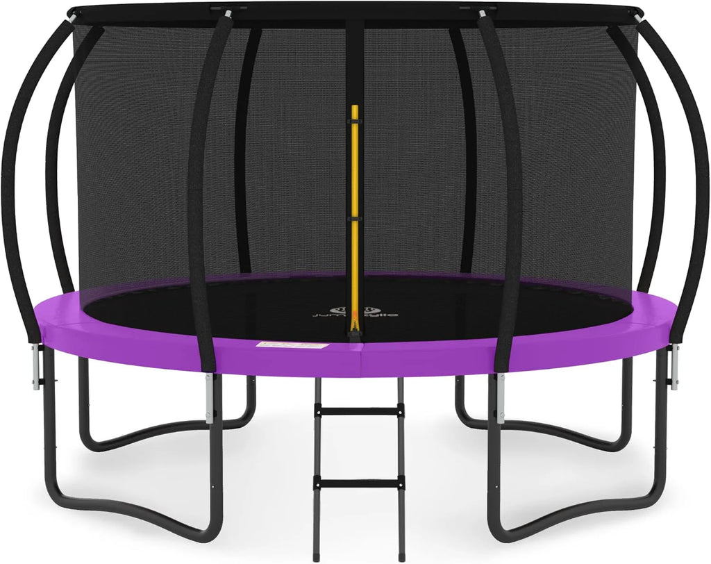 JUMPZYLLA Trampoline 8FT 10FT 12FT 14FT 15FT 16FT Trampoline with Enclosure - Recreational Trampolines with Ladder and AntiRust Coating, ASTM Approval Outdoor Trampoline for Kids