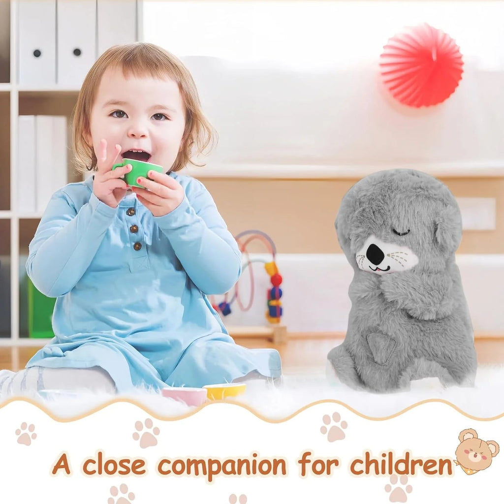 Baby Sound Machine Soothe Snuggle Otter, Sensory Details Music Lights Rhythmic Breathing Motion Musical Baby Toy Plush for Newborns (Battery Not Includ)