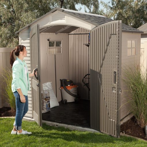 Lifetime 7��7 ft UV-Protected Plastic Storage Shed with Skylight & Double Doors
