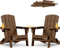 Folding Adirondack Chair 2 Pack  HDPE All-Weather Fire Pit Chairs  Plastic Adirondack Chairs with 2 Cup Holder  Outdoor Lawn Chair for Patio Garden (Brown)