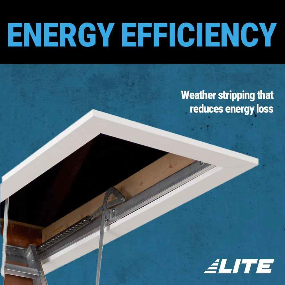 LITE 10ft Aluminum Attic Ladder, 375lb Capacity, Type IAA
