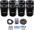 VEVOR DWC Hydroponic System  5 Gallon 8 Buckets  Deep Water Culture Growing Bucket  Hydroponics Grow Kit with Pump  Air Stone and Water Level Device  for Indoor/Outdoor Leafy Vegetables