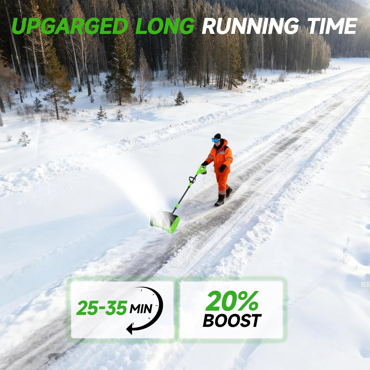 21V Cordless Snow Shovel  16-Inch Brushless Cordless Snow Blower with 2Pcs 3000mAh Recharge Batteries  Lightweight Electric Snow Plow for Driveway  Sidewalk & Patio Winter Snow Removal- No Wheels