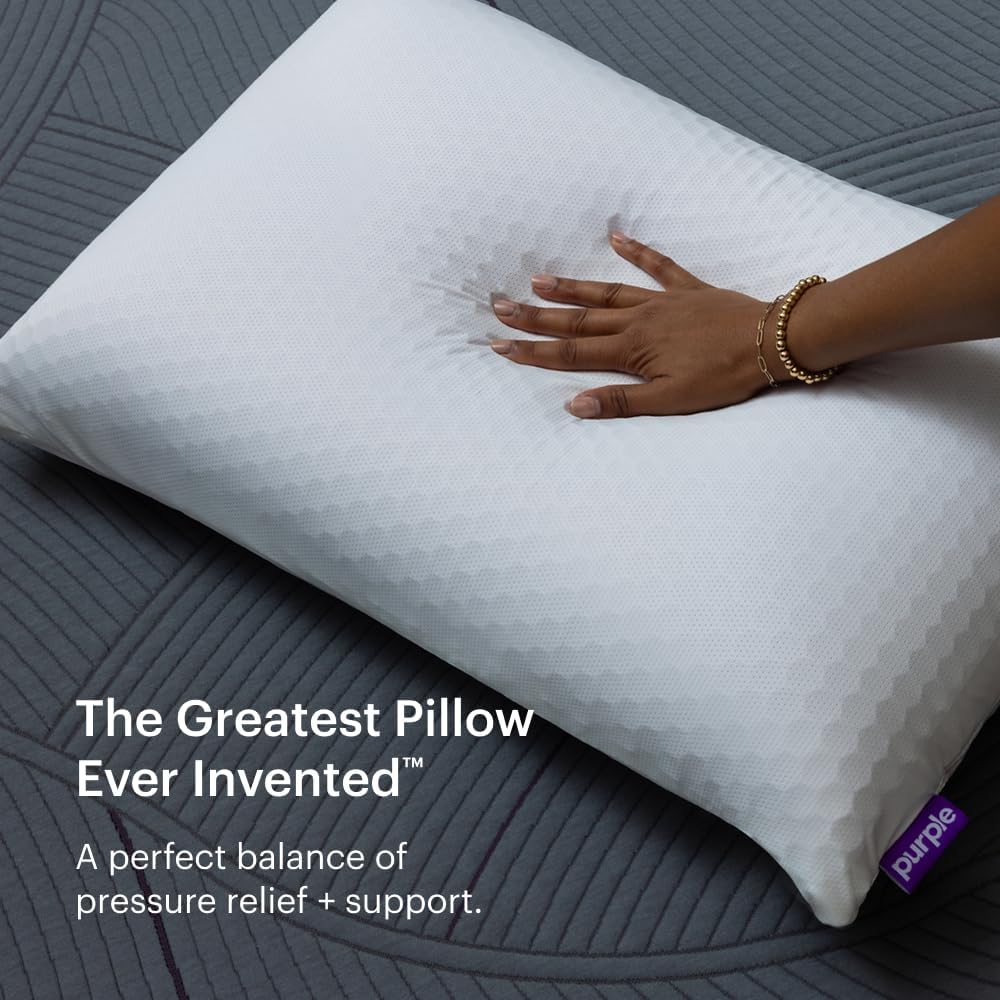 Purple Harmony Pillow – Talalay Latex Foam Cooling Pillow for Combo or Side Sleepers, 360º Hex GelFlex Grid for No-Pressure Support and Luxurious Weightless Feel - Standard, Medium Feel, Med Height