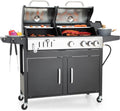 Captiva Designs Propane Gas Grill and Charcoal Grill Combo with Side Burner & Porcelain-Enameled Cast Iron Grate  Dual Fuel BBQ Grill for Outdoor Events & Backyard Barbecue  690 SQIN Cooking Area