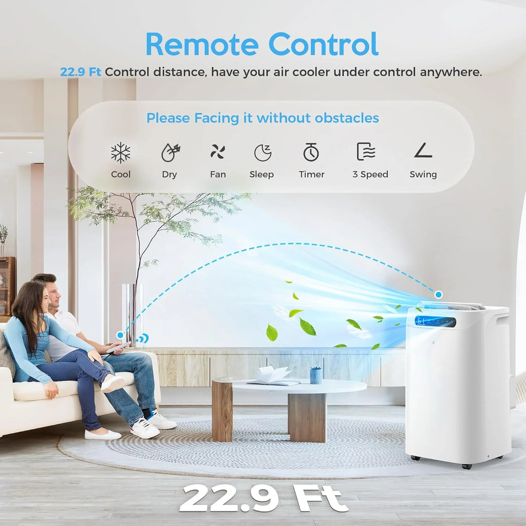 Portable Air Conditioners 14000Btu with Remote Control, 3-in-1 Free Stand Smart Cooling AC Unit with Dehumidifier, Fan, Cools Room up to 700 sq.ft, Auto Swing,24H Timer, Windows Kit Included
