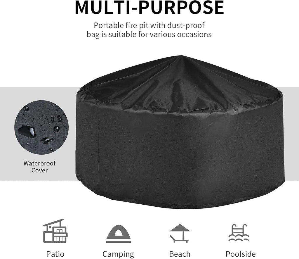 Giantex 3 in 1 Fire Pit, 32" Outdoor Wood Burning Fire Pit, Multifunctional Round Firepit Stove, Metal Fire Bowl with Cover, Portable Fire Pits for Outside Heating, Bonfire, Picnic, Grill