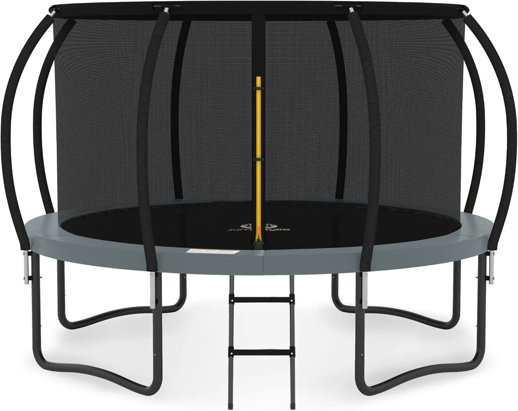 JUMPZYLLA Trampoline 8FT 10FT 12FT 14FT 15FT 16FT Trampoline with Enclosure - Recreational Trampolines with Ladder and AntiRust Coating, ASTM Approval Outdoor Trampoline for Kids
