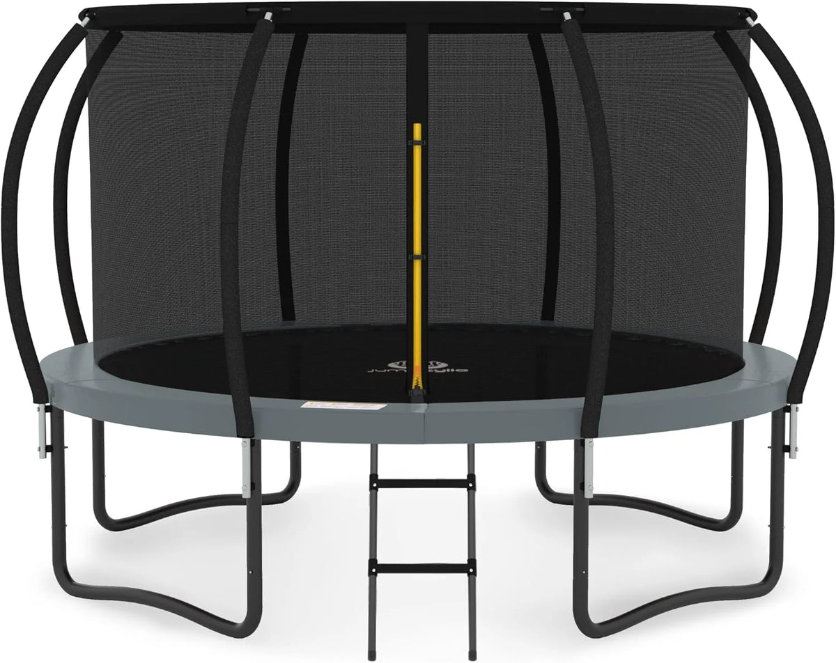 JUMPZYLLA Trampoline 8FT 10FT 12FT 14FT 15FT 16FT Trampoline with Enclosure - Recreational Trampolines with Ladder and AntiRust Coating, ASTM Approval Outdoor Trampoline for Kids