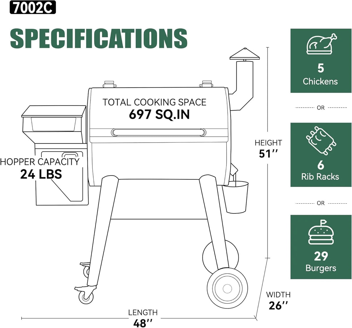 Z GRILLS Wood Pellet Grill Smoker with 552 Cooking Area & Front Shelf for Outdoor BBQ, Smoke, Bake and Roast, 550C