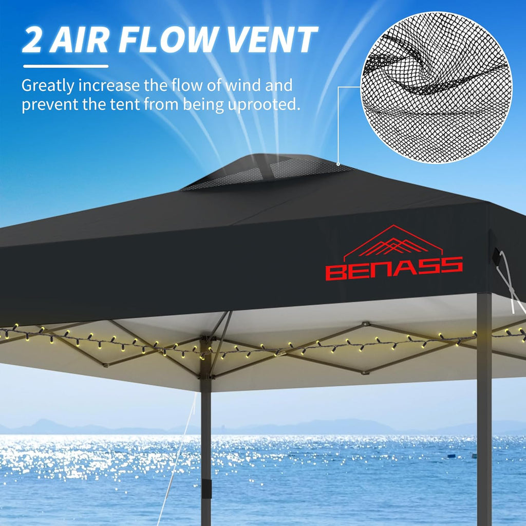 10x10 Pop Up Canopy with Sidewalls  Easy Up Canopy Tent  Heavy Duty Tents for Parties  One Person Set Up Event Tent  Black