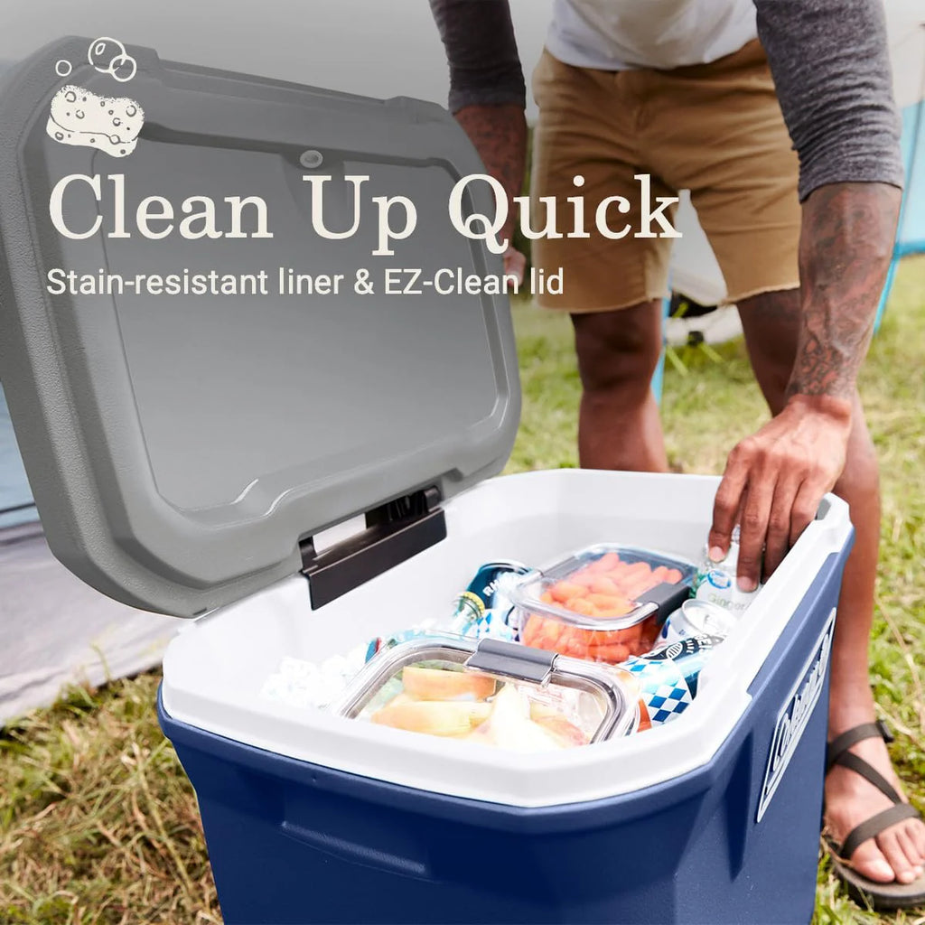 Coleman Classic Series Insulated Portable Wheeled Cooler, Leak-Resistant Outdoor Hard Cooler Keeps Ice up to 5 Days, 100-Quart