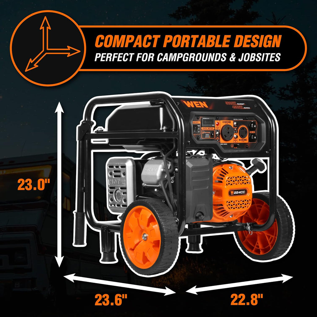 WEN 5600-Watt Portable Generator  Electric Start  224cc  Transfer-Switch and RV-Ready with CO Shutdown Sensor (GN5602X)