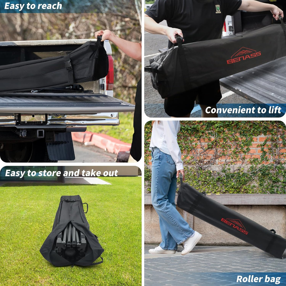10x10 Pop Up Canopy with Sidewalls  Easy Up Canopy Tent  Heavy Duty Tents for Parties  One Person Set Up Event Tent  Black