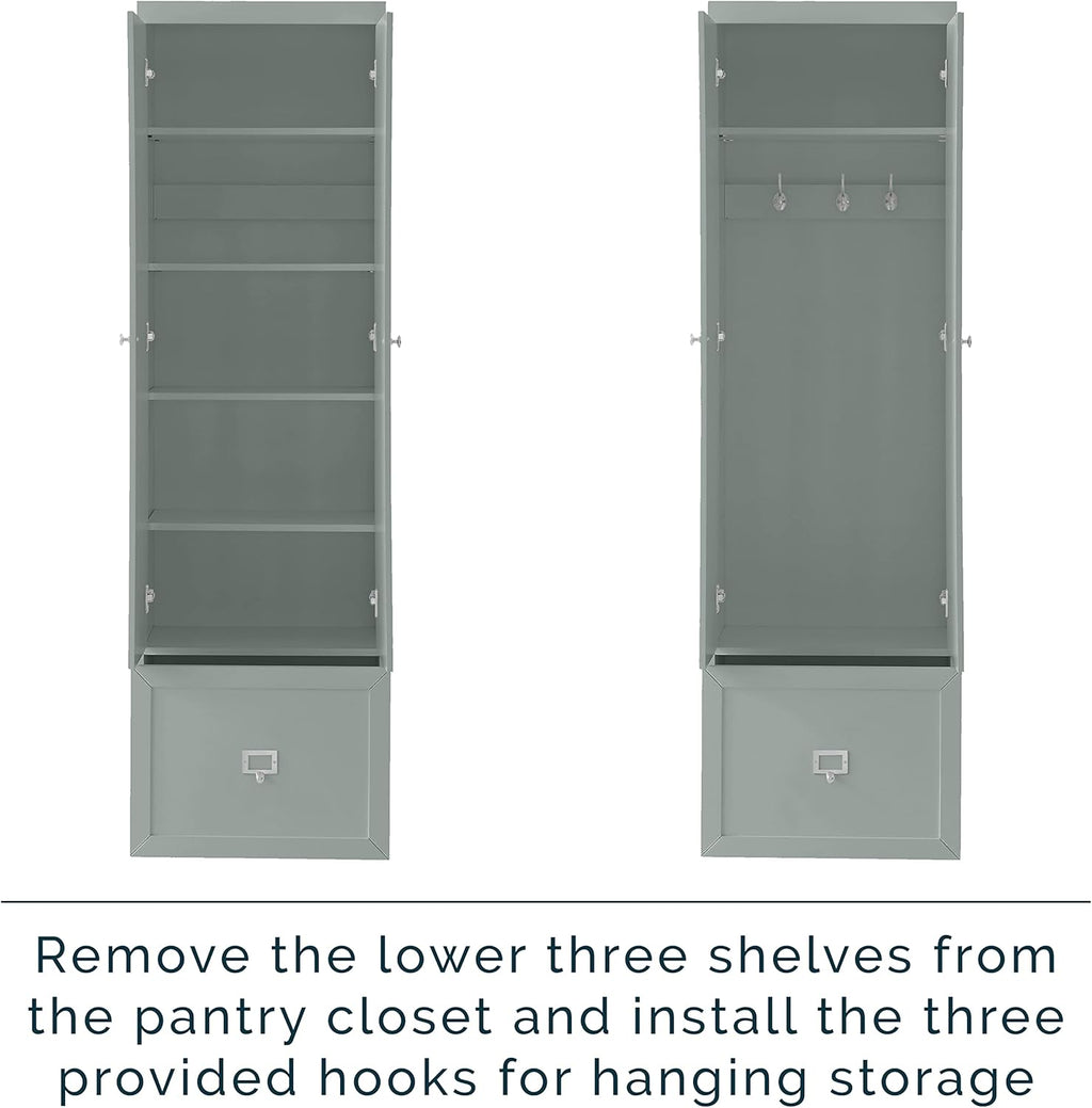 Crosley Furniture Harper 3-Piece Hall Tree and Storage Cabinet Set with Entryway Bench and Hooks for Hanging, Gray
