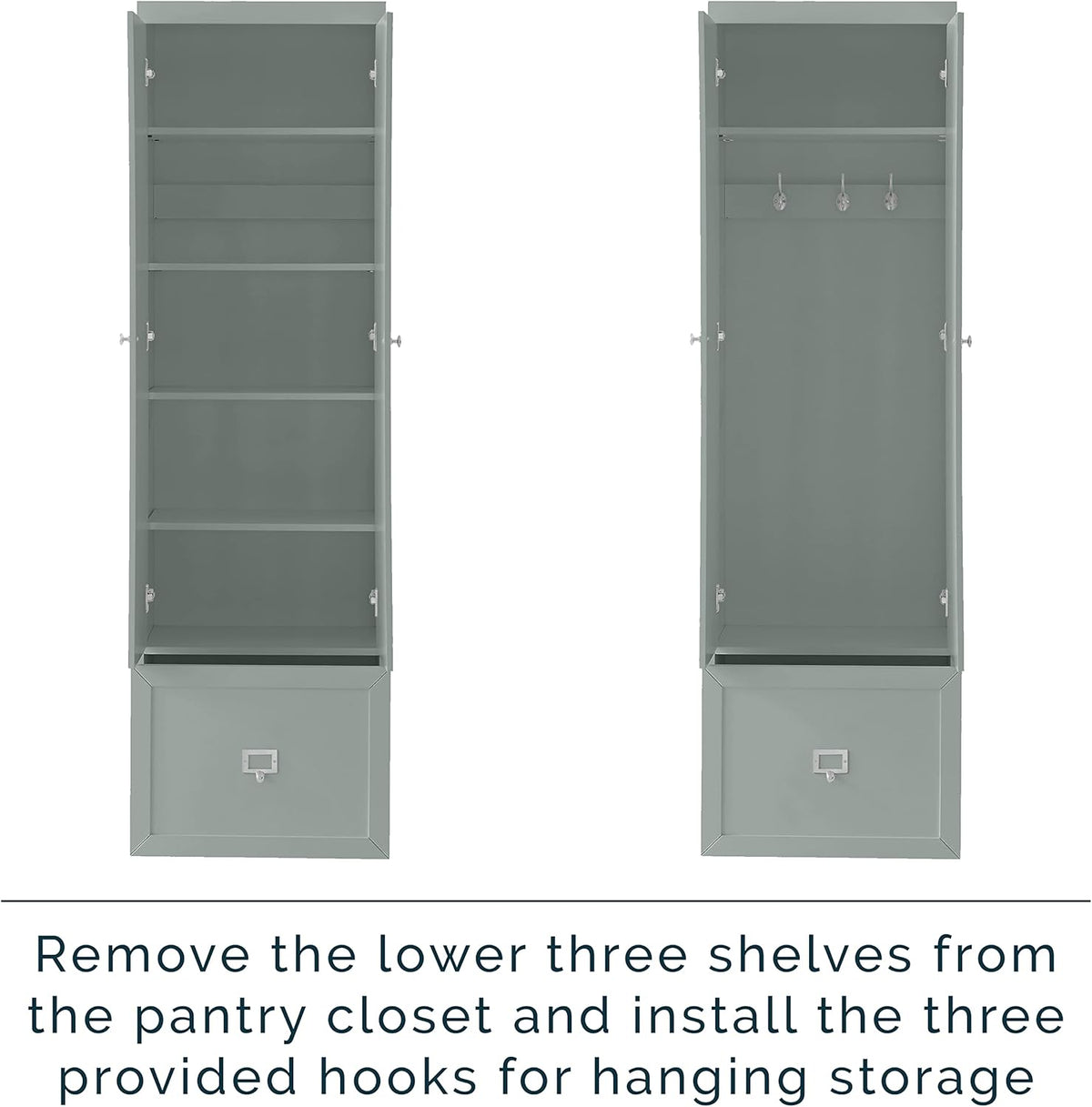 Crosley Furniture Harper 3-Piece Hall Tree and Storage Cabinet Set with Entryway Bench and Hooks for Hanging, Gray