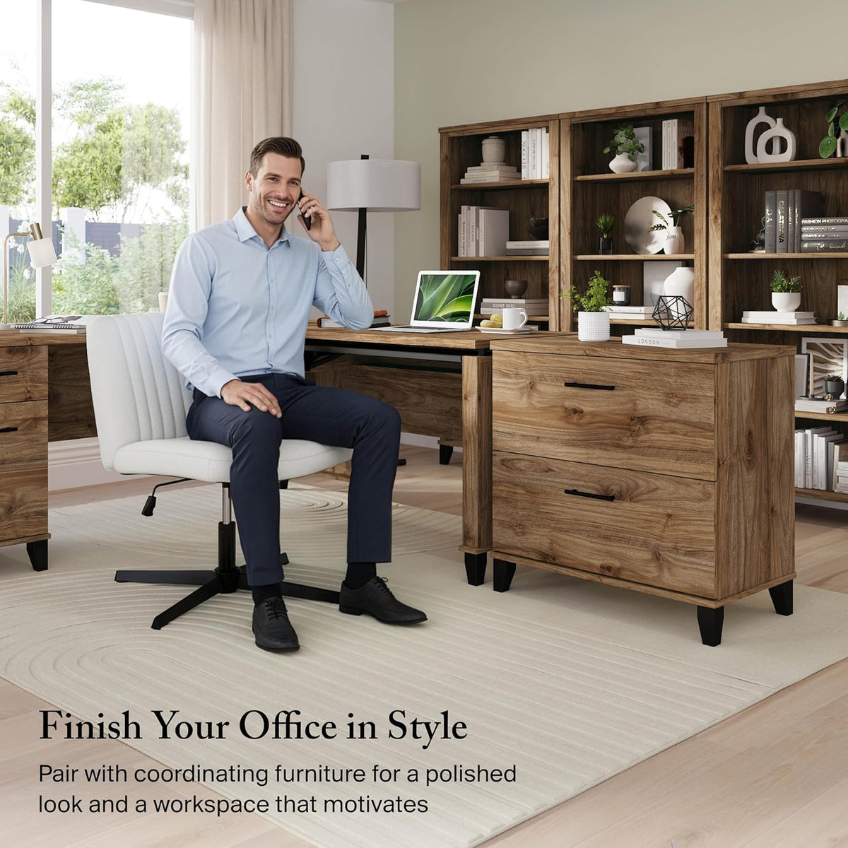 Bush Home 2 Drawer Lateral File Cabinet, Letter and Legal-Size Document Storage for Home or Professional Office, Somerset Collection, Fresh Walnut