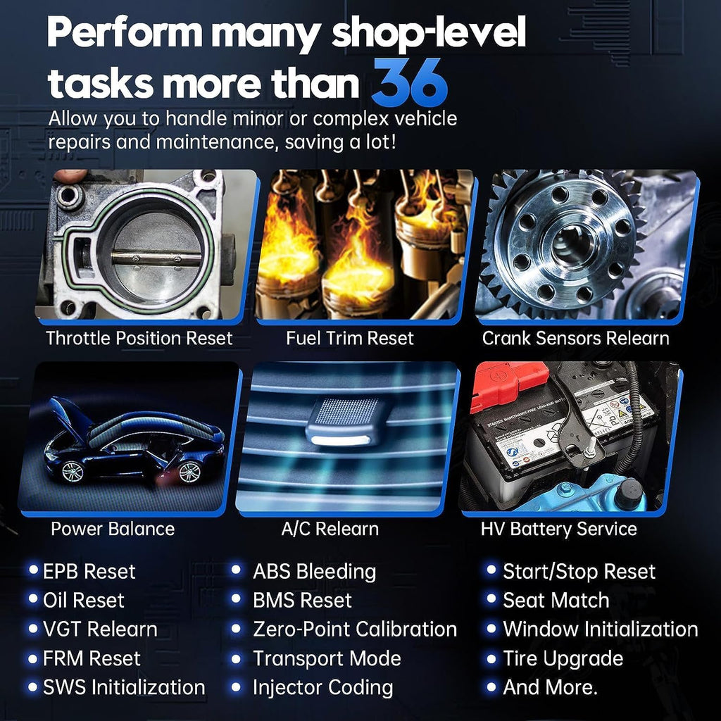 Bidirectional Scan Tool: 2024 Newest Automotive Scanner Diagnostic Tool with ECU Coding, Active Tests, All System Scan, 36+ Resets, Crankshaft Relearn, Android 10, 3-Year Updates