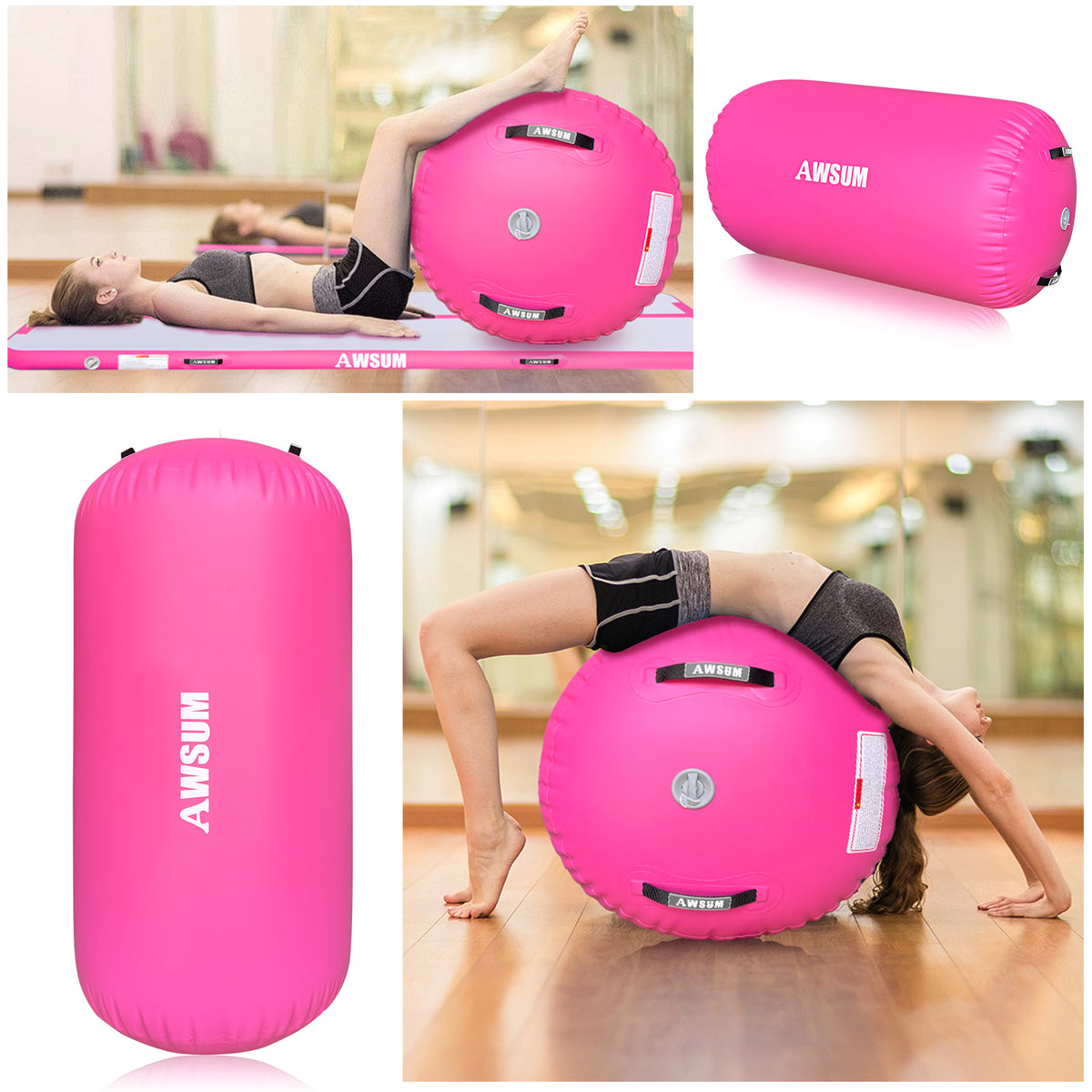 AWSUM Inflatable Air Gymnastics Mat 10 ft 13 ft 16 ft Training mat 4 inches Thick tumble track Air Roller with Electric Pump for Home/Gym