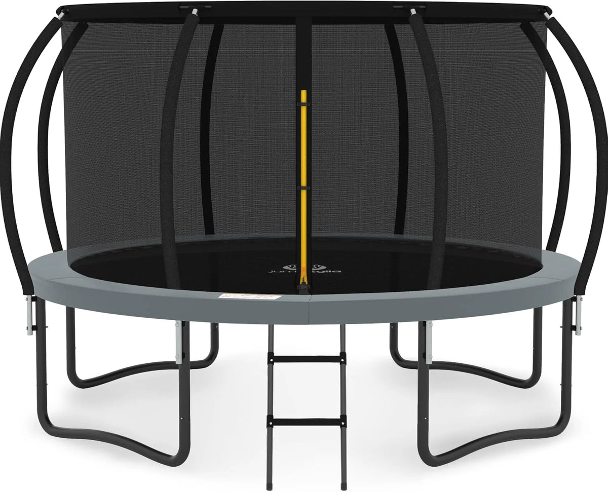 JUMPZYLLA Trampoline 8FT 10FT 12FT 14FT 15FT 16FT Trampoline with Enclosure - Recreational Trampolines with Ladder and AntiRust Coating, ASTM Approval Outdoor Trampoline for Kids