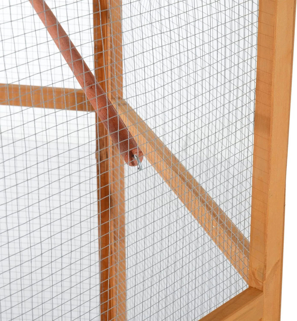 Large Wooden Hexagonal Outdoor Aviary Flight Bird Cage with Covered Roof
