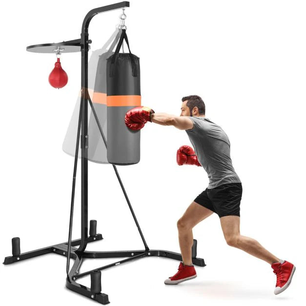 Heavy Bag Stand with Heavy Bag and Adjustable Speed Bag
