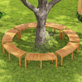 Set of 7 Outdoor Bench Acacia Wood Curved Garden Bench 2-Person